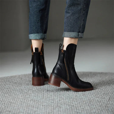 Stylish Block Heel Ankle Boots