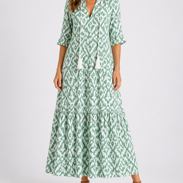 Summer Floral Midi Dress with Short Sleeves