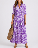 Summer Floral Midi Dress with Short Sleeves