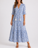 Summer Floral Midi Dress with Short Sleeves