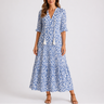 Summer Floral Midi Dress with Short Sleeves