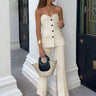 Tailored Co-Ord Set with Strapless Top and Flared Pants