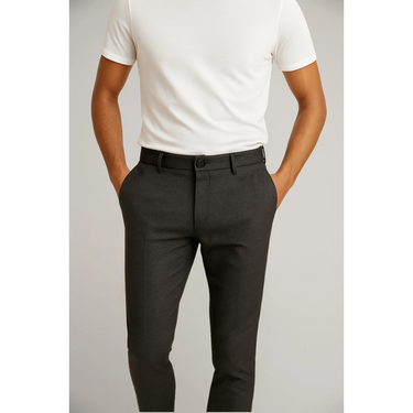 Tailored Men’s Slim Fit Trousers With Flat Front And Tapered Leg