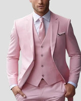 Close-up of the suit trousers showing the straight-leg cut and waistband detail