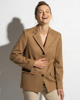 Tailored Suede Blazer Jacket with Two Button Front