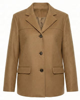 Tailored Suede Blazer Jacket with Two Button Front