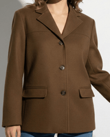 Tailored Suede Blazer Jacket with Two Button Front