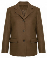 Tailored Suede Blazer Jacket with Two Button Front