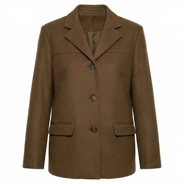 Tailored Suede Blazer Jacket with Two Button Front