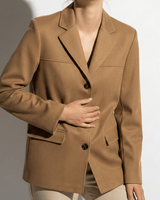 Tailored Suede Blazer Jacket with Two Button Front