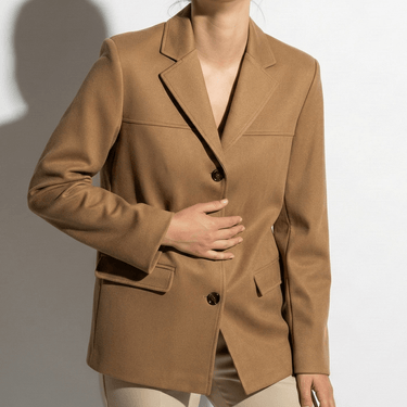 Tailored Suede Blazer Jacket with Two Button Front