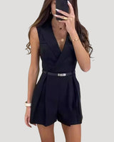 Tailored Women's Blazer Playsuit with Belted Waist