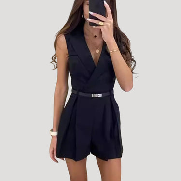 Tailored Women's Blazer Playsuit with Belted Waist
