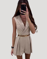 Tailored Women's Blazer Playsuit with Belted Waist
