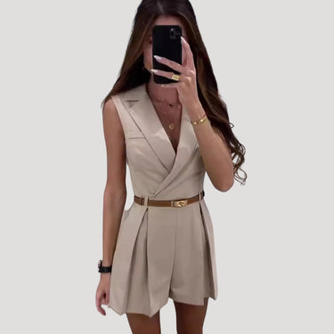 Tailored Women's Blazer Playsuit with Belted Waist