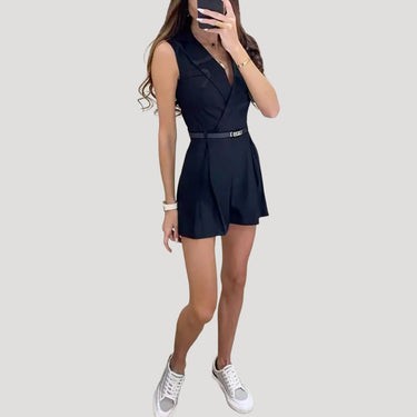 Tailored Women's Blazer Playsuit with Belted Waist