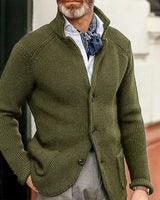 Back view of the relaxed-fit waffle-knit cardigan