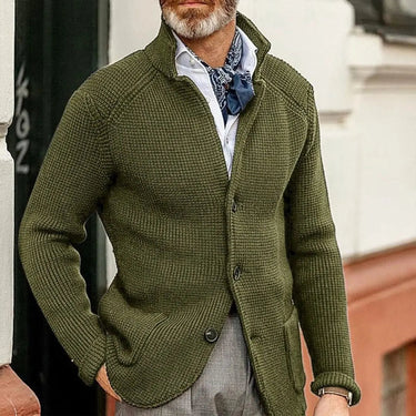 Back view of the relaxed-fit waffle-knit cardigan