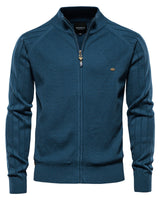 Side view showing the long sleeves and ribbed hem