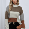 Textured Patchwork Knit Jumper with Crew Neck