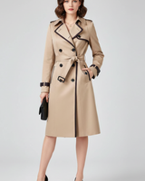 Side view showing the knee-length silhouette and structured finish
