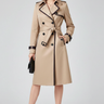 Side view showing the knee-length silhouette and structured finish