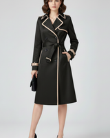 Back view of the trench coat showing the full length and collar