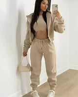 Three Piece Lounge Set with Cropped Hoodie and Joggers