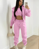 Three Piece Lounge Set with Cropped Hoodie and Joggers
