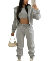 Three Piece Lounge Set with Cropped Hoodie and Joggers