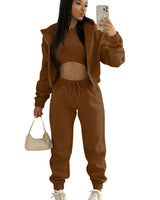 Three Piece Lounge Set with Cropped Hoodie and Joggers