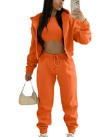 Three Piece Lounge Set with Cropped Hoodie and Joggers