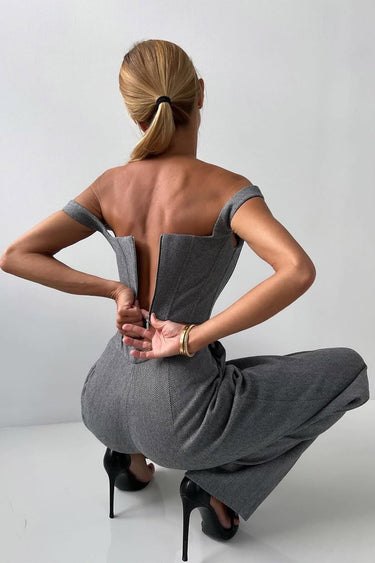 Three Piece Trouser Suit with Blazer and Corset Top