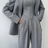 Three Piece Trouser Suit with Blazer and Corset Top