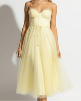 Tulle Maxi Dress with Corset Bodice and Spaghetti Straps