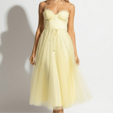 Tulle Maxi Dress with Corset Bodice and Spaghetti Straps