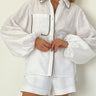 Two-Piece Cotton Linen Set Shorts Blouse