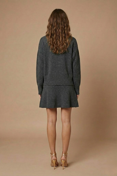 Two-Piece Knit Set with Sweater and Mini Skirt