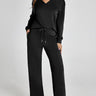 Two-Piece Loungewear Set with V-Neck Top and Wide-Leg Trousers