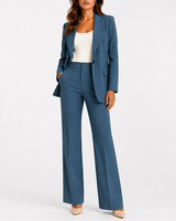 Two Piece Set with Tailored Blazer and Straight-Leg Trousers