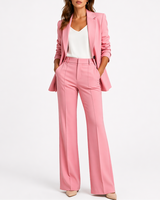 Two Piece Set with Tailored Blazer and Straight-Leg Trousers