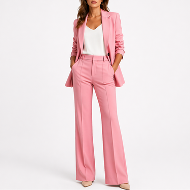 Two Piece Set with Tailored Blazer and Straight-Leg Trousers