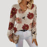 V Neck Spring Jumper with Floral Knit and Long Sleeves