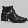 Men's high-top western cowboy boot with pointed toe and buckle strap detailing