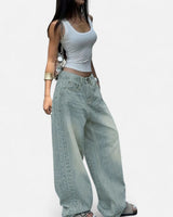 Vintage Wash Straight-Leg Jeans with Loose Fit