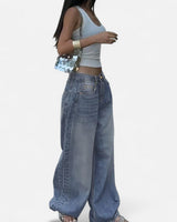Vintage Wash Straight-Leg Jeans with Loose Fit