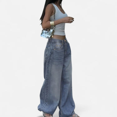 Vintage Wash Straight-Leg Jeans with Loose Fit