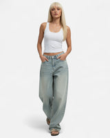 Vintage Wash Straight-Leg Jeans with Loose Fit