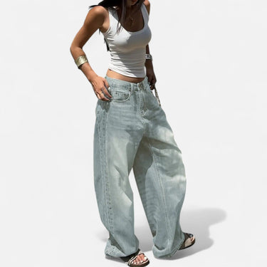 Vintage Wash Straight-Leg Jeans with Loose Fit