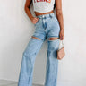 Wide-Leg Jeans with Cut-Out Detailing and High Waist